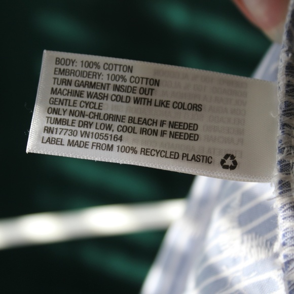 White & Blue Striped Blouse w/ Embroidered Flowers - Picture 5 of 8